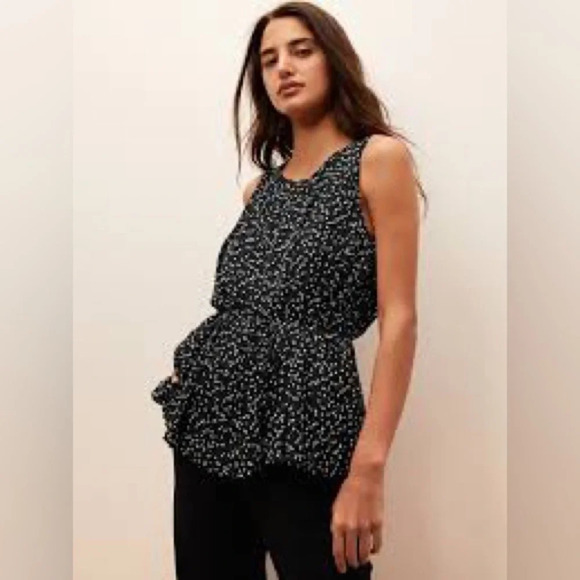 BANANA REPUBLIC Pleated Top in Black Dot - Picture 1 of 7